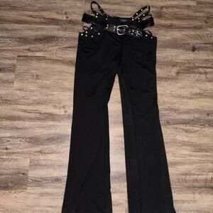 Outcast Black Buckle Cut Out Pants